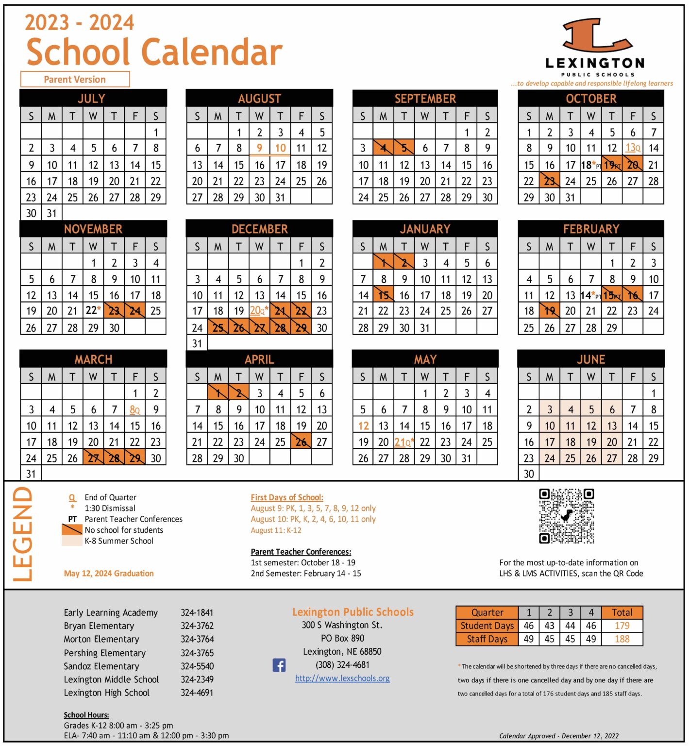 Calendar Lexington Public Schools