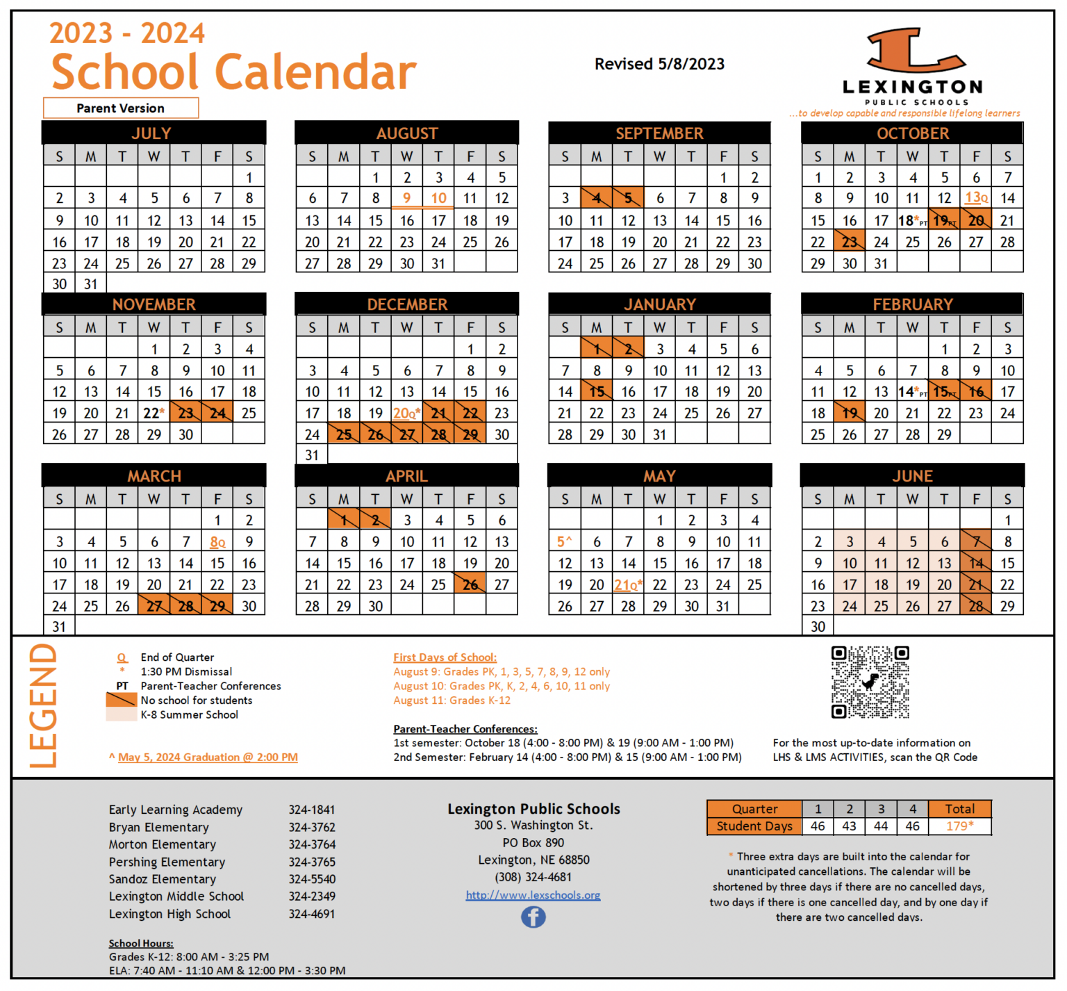 Calendar Lexington Public Schools