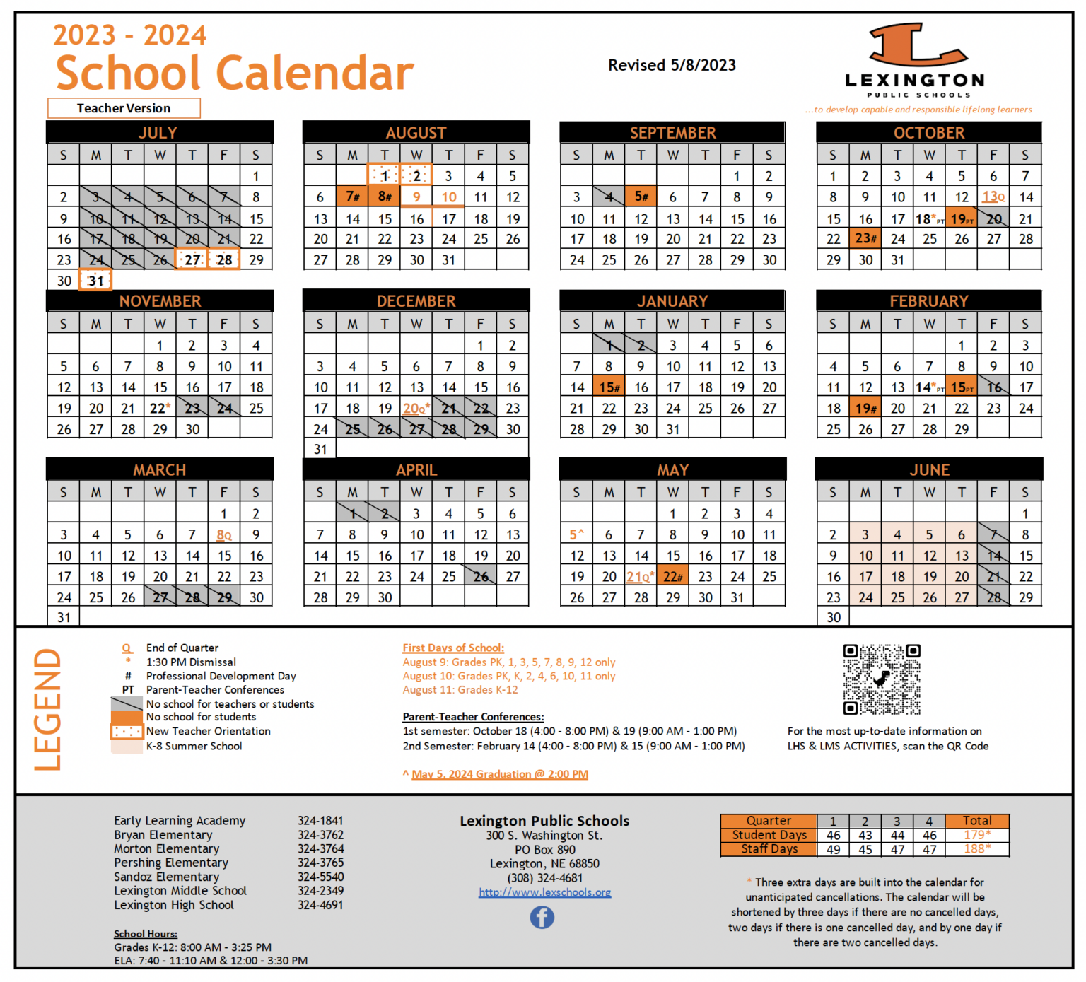 Calendar Lexington Public Schools